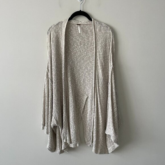 Free People Textured Linen Open-Front Casual Kimono Cardigan Gray XS - Picture 2 of 7